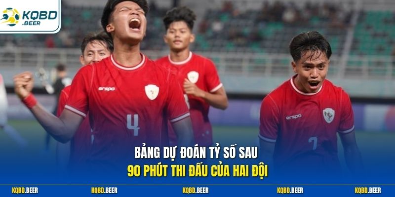 Bảng dự đoán tỷ số sau 90 phút thi đấu của hai đội 